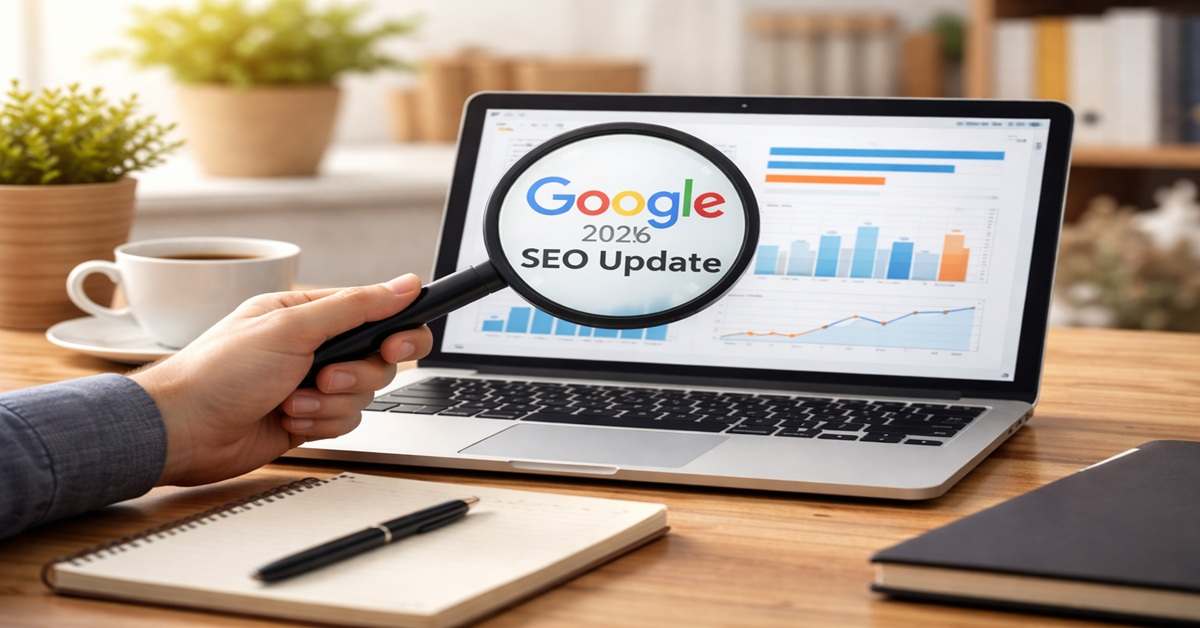 Latest Google SEO update 2026 concept with SEO analysis and ecommerce website